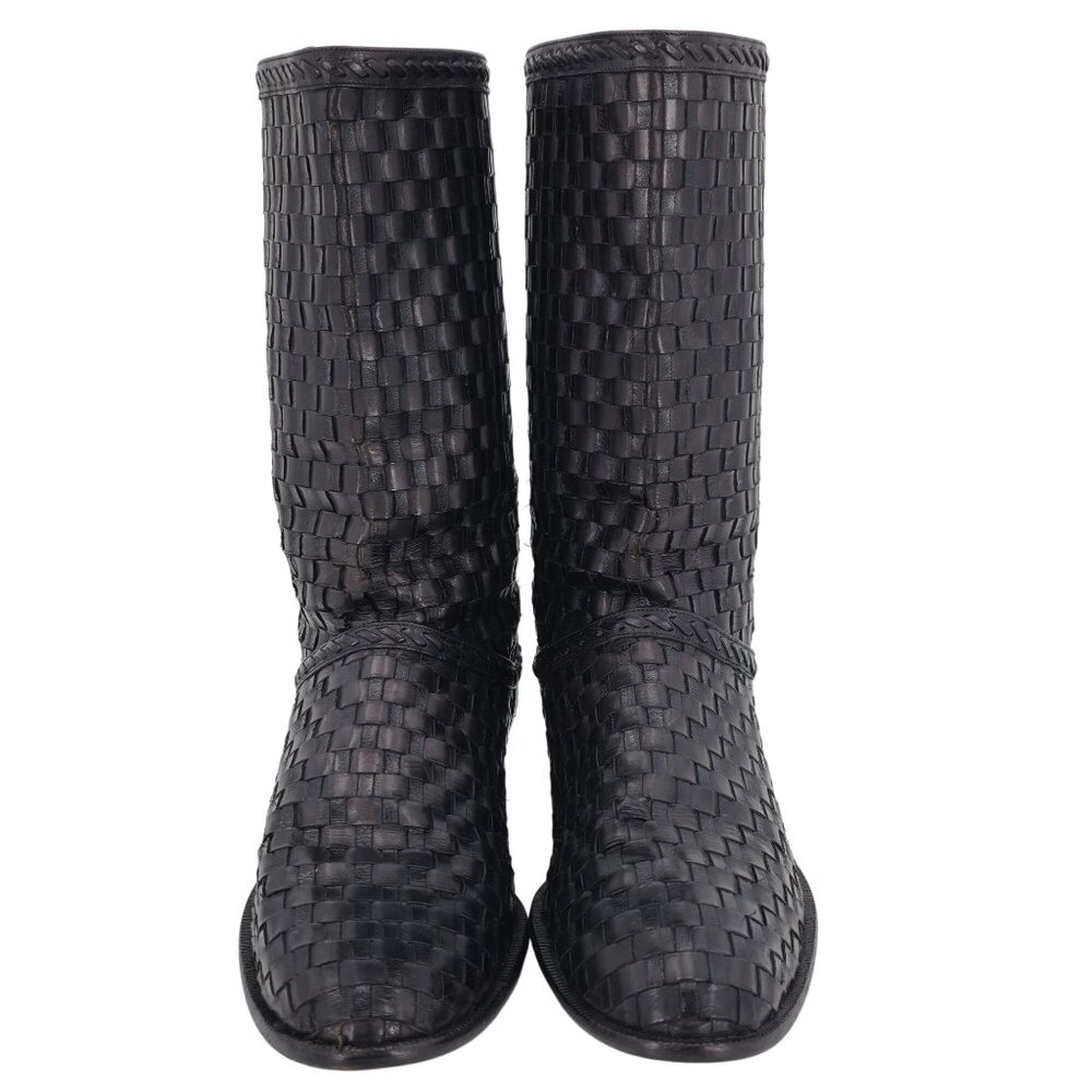 Vintage Bally Italy Full Hand Woven Calfskin Boots Mens 8.5 Dress Western Cowboy - Picture 5 of 15